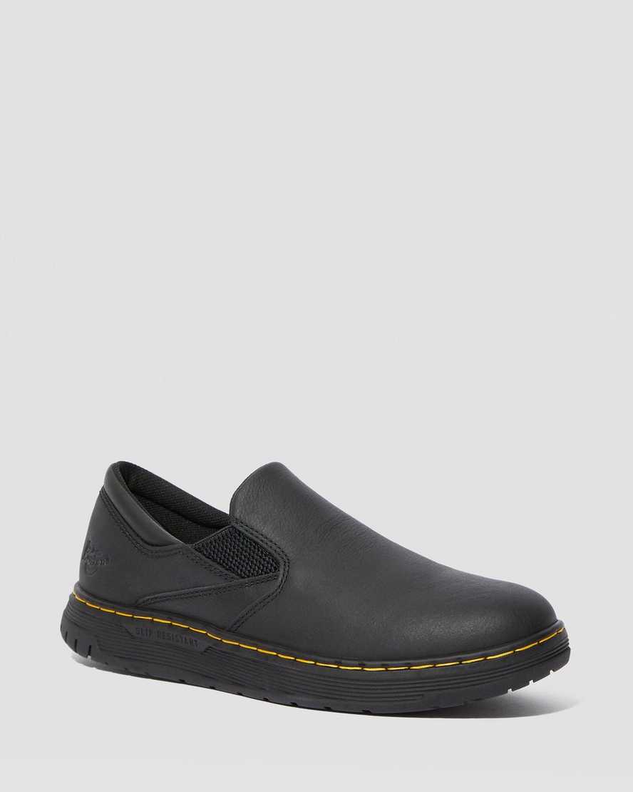 Dr. Martens Brockley Slip Resistant Nahka Naisten Työkengät - Mustat Kengät [584-TLOQDH]